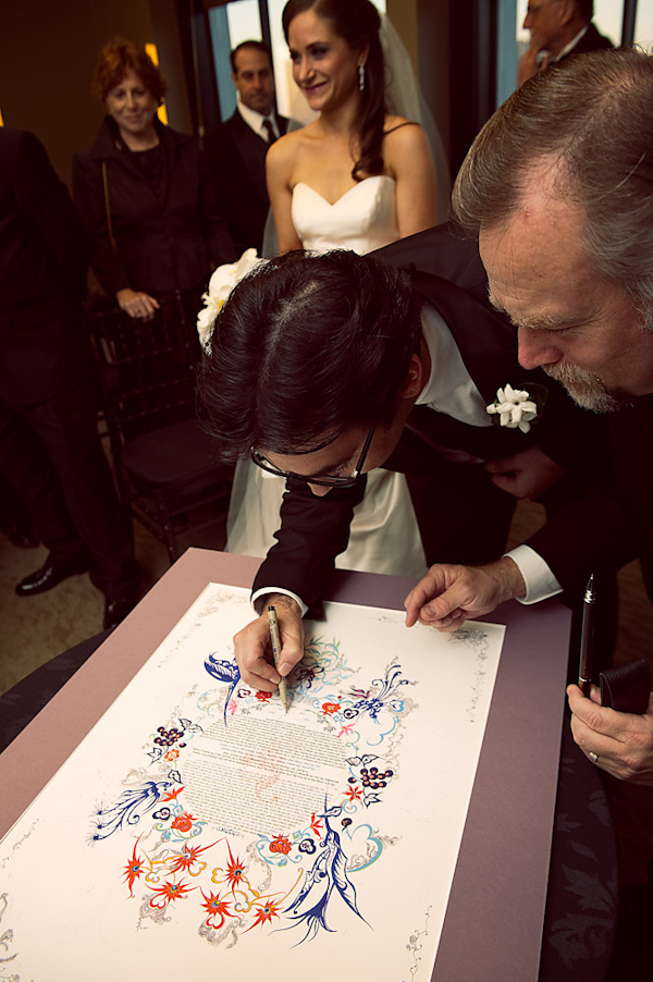 the newlywed signing marriage contract - photo by Houston based wedding photographer Adam Nyholt
